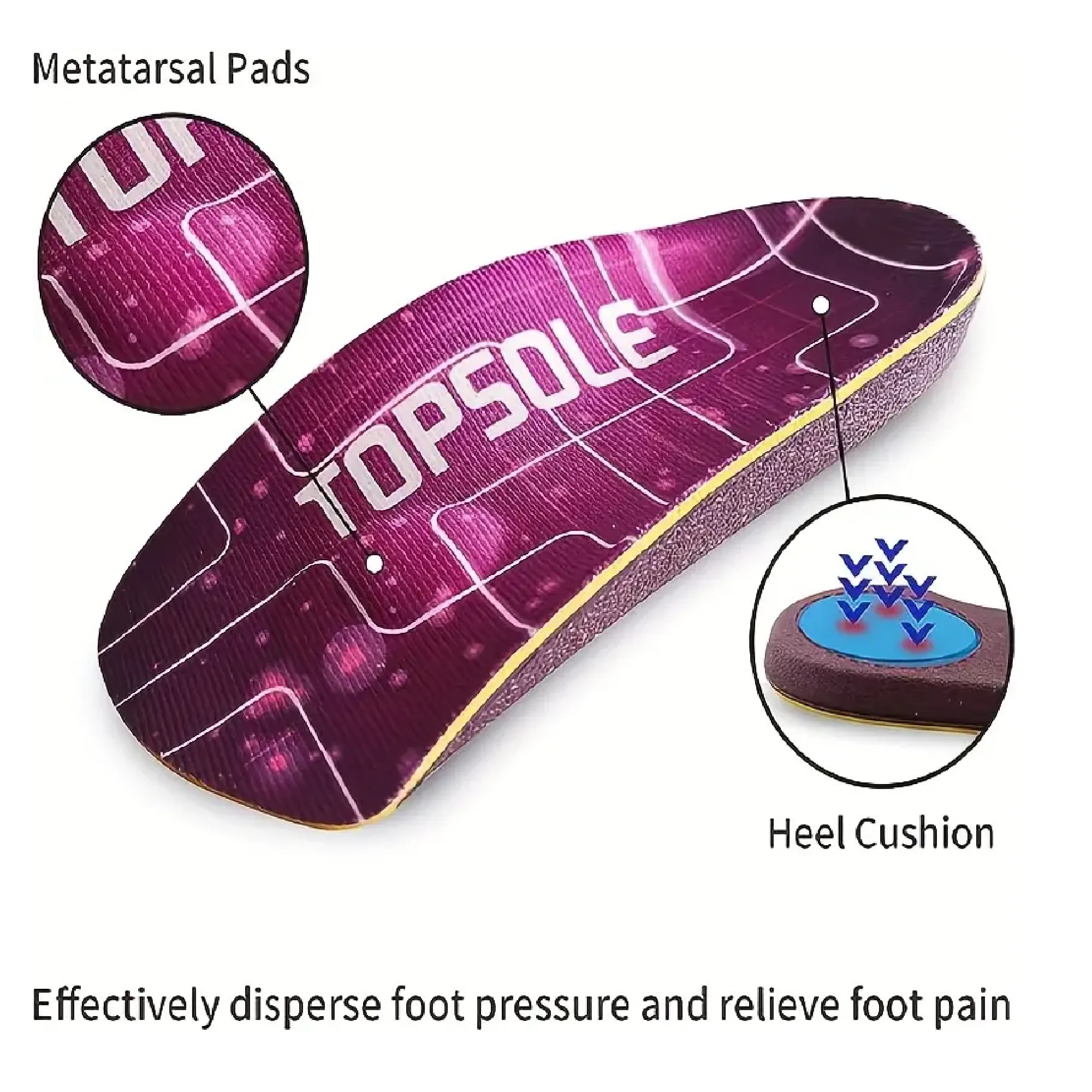 1pair 3/4 Insert Soft Insole Metatarsal For Plantar Fasciitis, High Arch, Flatfoot, Over-Pronation, Compound Orthopedic Arch Support Insole