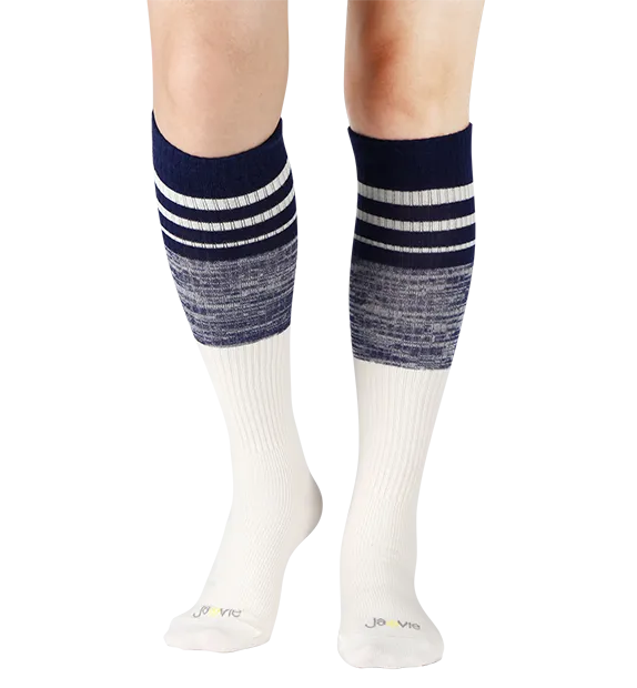 73% Rich Merino Wool Everyday Compression Socks (15-20mmHg) - Mock Rib Colorblock