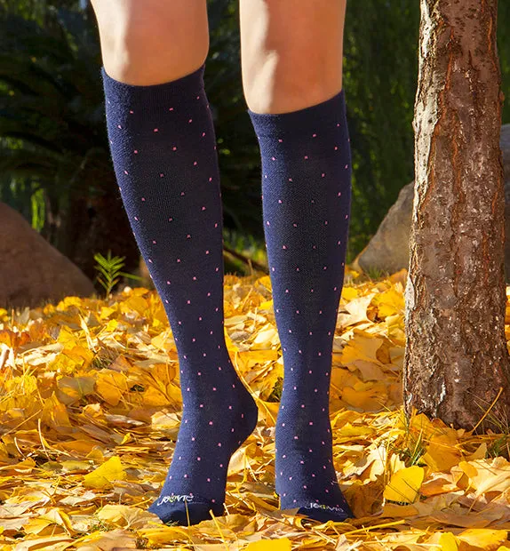 80% Rich Merino Wool Everyday Compression Socks (15-20mmHg) - Pin Dots