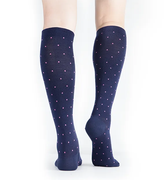 80% Rich Merino Wool Everyday Compression Socks (15-20mmHg) - Pin Dots