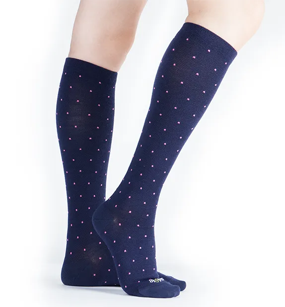 80% Rich Merino Wool Everyday Compression Socks (15-20mmHg) - Pin Dots