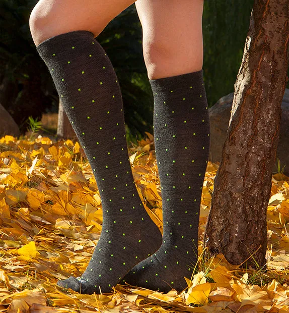 80% Rich Merino Wool Everyday Compression Socks (15-20mmHg) - Pin Dots