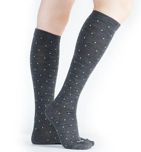 80% Rich Merino Wool Everyday Compression Socks (15-20mmHg) - Pin Dots