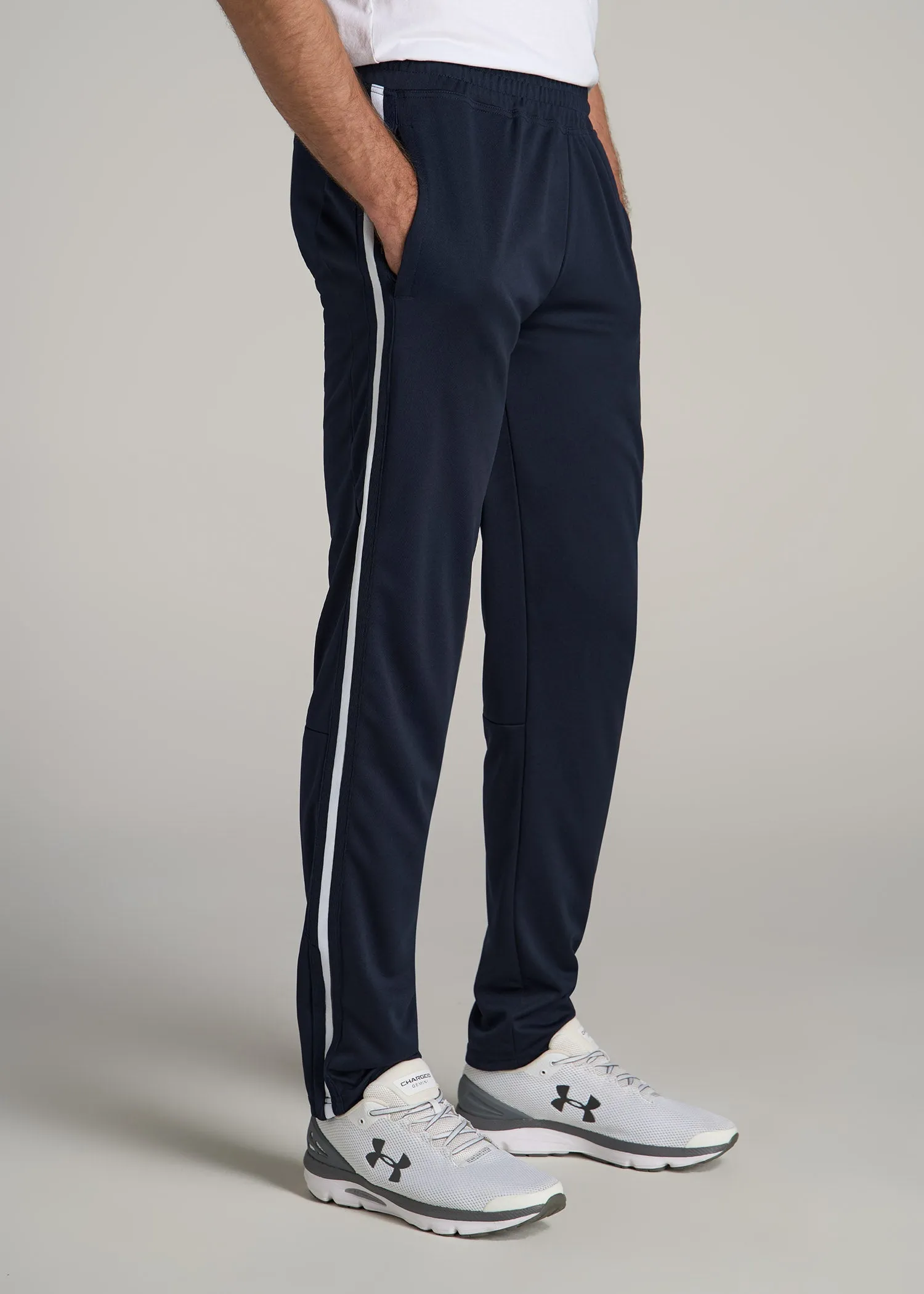 Athletic Stripe Pants for Tall Men in Navy