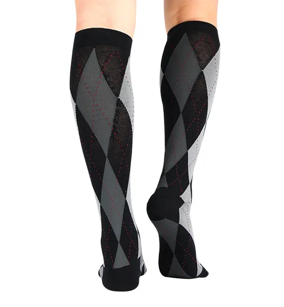 Cotton Everyday Compression Socks (15-20mmHg) - Argyle - 6 Pack