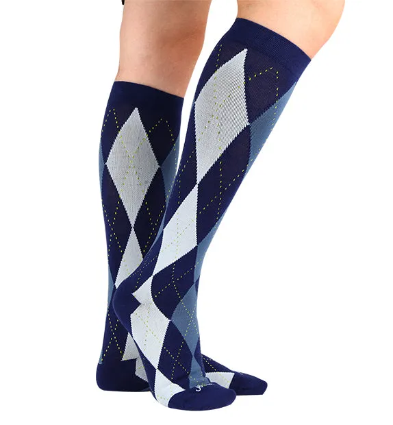 Cotton Everyday Compression Socks (15-20mmHg) - Argyle - 6 Pack