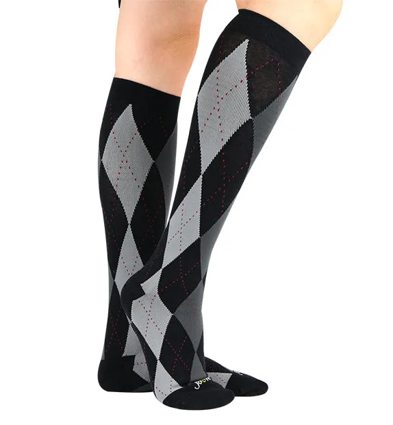 Cotton Everyday Compression Socks (15-20mmHg) - Argyle - 6 Pack