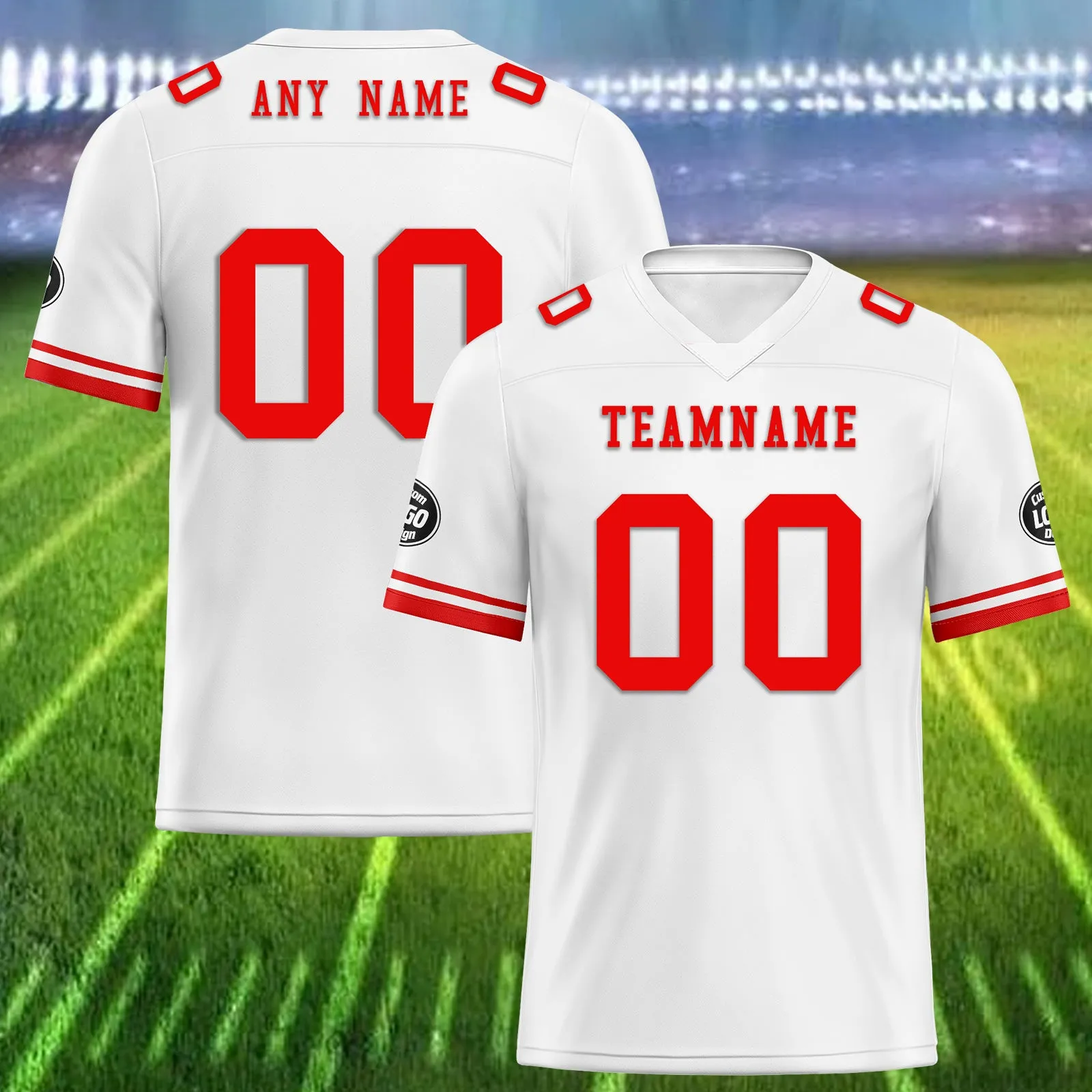 Custom White Red New York Football Jersey and Firesoul Sports Shoes Combo Offer Personalized Combo ZH-D020273-21