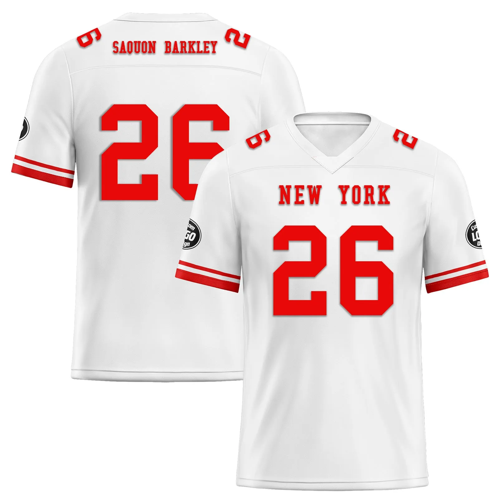 Custom White Red New York Football Jersey and Firesoul Sports Shoes Combo Offer Personalized Combo ZH-D020273-21