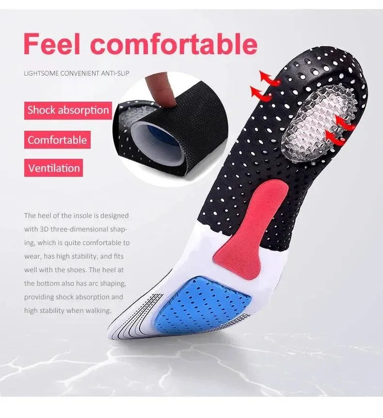 Cuttable Silicone Insoles for Shoe Men Women Orthotic Arch Support Sport Shoe Pad Soft Running Insert Cushion Memory Foam Insole