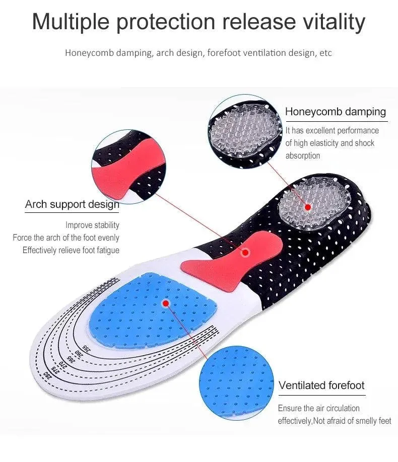 Cuttable Silicone Insoles for Shoe Men Women Orthotic Arch Support Sport Shoe Pad Soft Running Insert Cushion Memory Foam Insole