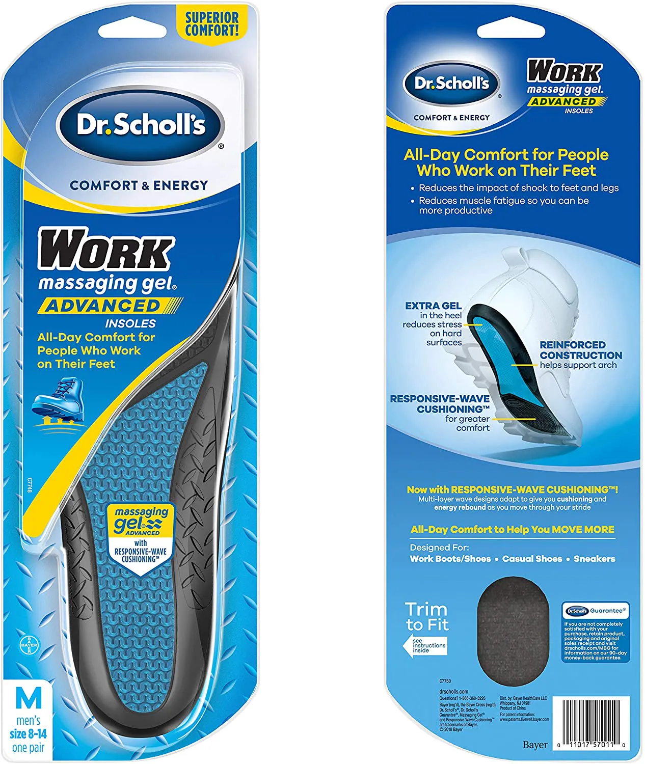 Dr. Scholl's Work Massaging Gel Advanced Insoles for Men Shoe Inserts