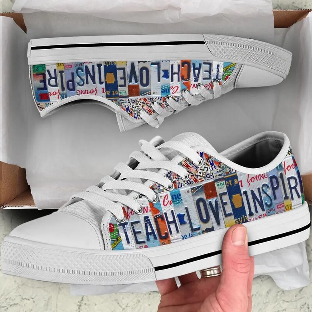 Drama Teacher Inspire License Plates Low Top Shoes, Teacher Shoes, Low Top Sneakers