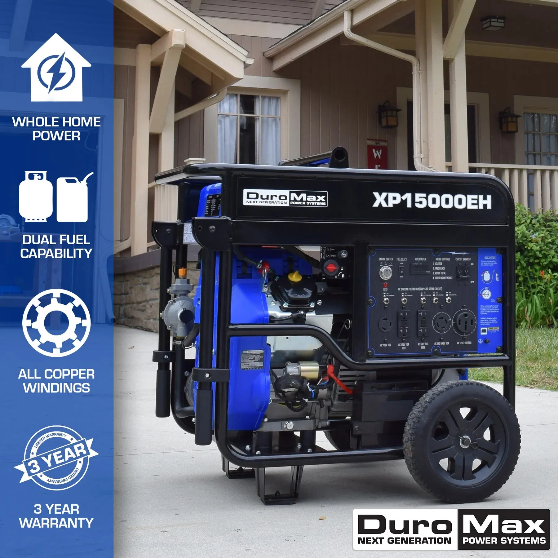 DuroMax XP15000EH Dual Fuel Portable Generator | 15,000 Watts