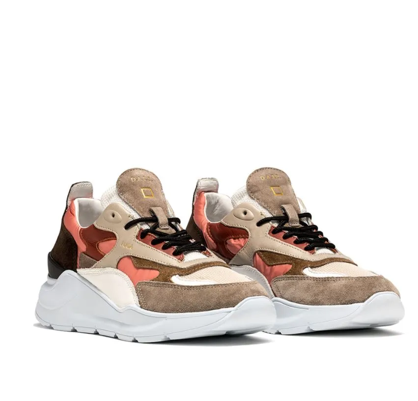 Fuga Nylon Sneakers - Coral Beige Grey