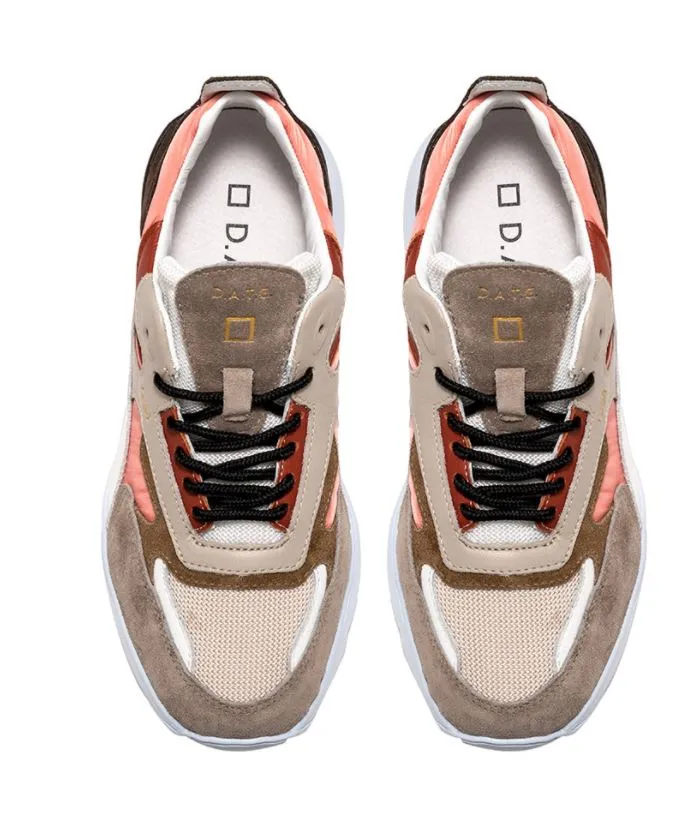 Fuga Nylon Sneakers - Coral Beige Grey