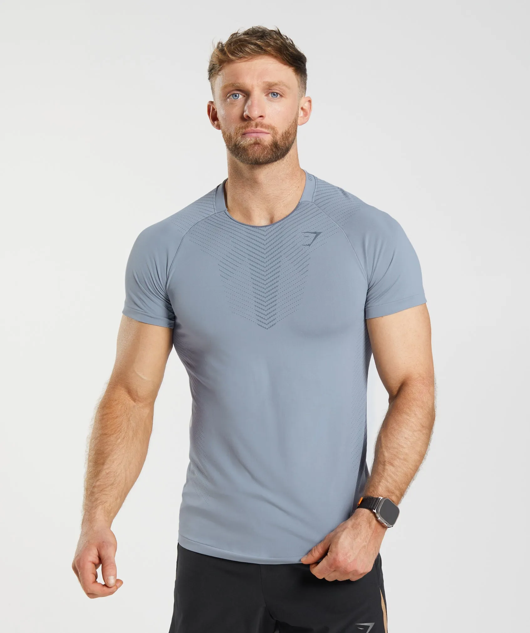 Gymshark Apex Seamless T-Shirt - Drift Grey/Evening Blue