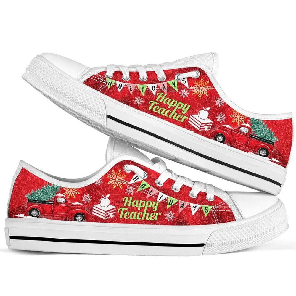 Happy Teacher Holidays Low Top Shoes, Teacher Shoes, Low Top Sneakers