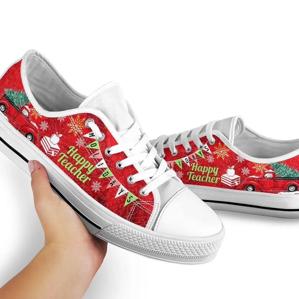 Happy Teacher Holidays Low Top Shoes, Teacher Shoes, Low Top Sneakers