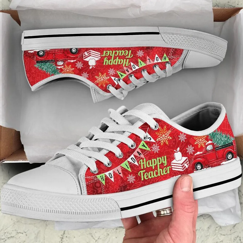 Happy Teacher Holidays Low Top Shoes, Teacher Shoes, Low Top Sneakers