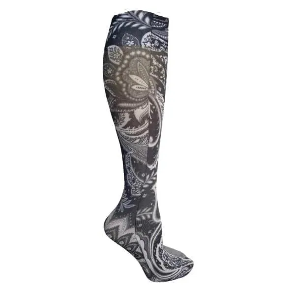 Lightweight Patterned Compression Socks in Black Calypso in Regular & Plus Size