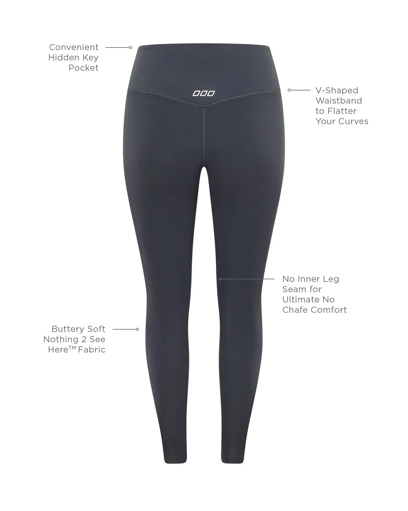 Lorna Jane Lotus No Chafe Ankle Biter Leggings - Dark Titanium