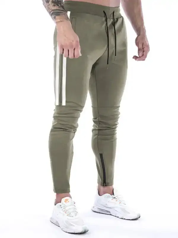 Men’s Contrasting Stripe Zippered Training Sweatpants