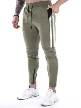 Men’s Contrasting Stripe Zippered Training Sweatpants