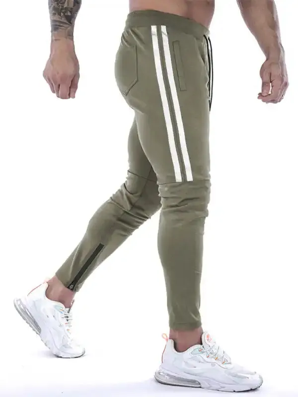 Men’s Contrasting Stripe Zippered Training Sweatpants