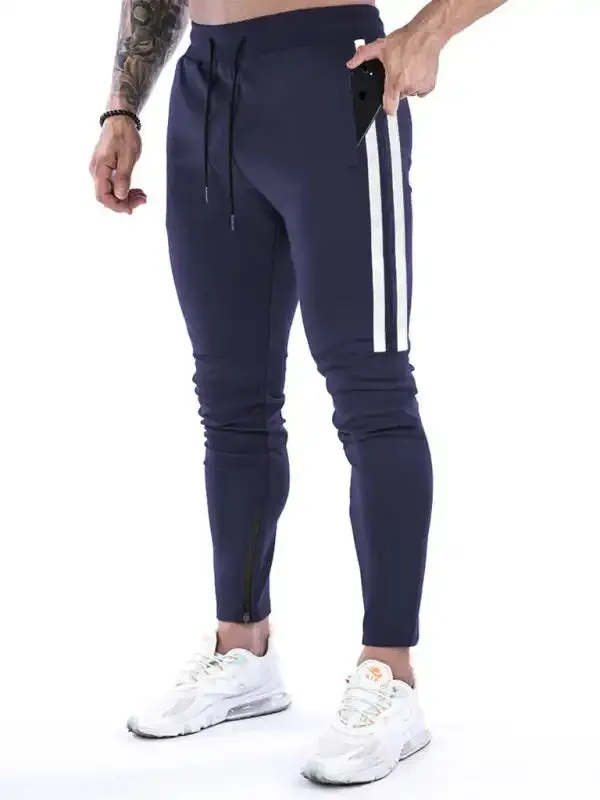 Men’s Contrasting Stripe Zippered Training Sweatpants