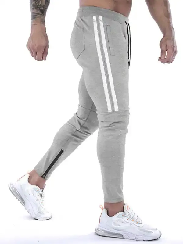 Men’s Contrasting Stripe Zippered Training Sweatpants