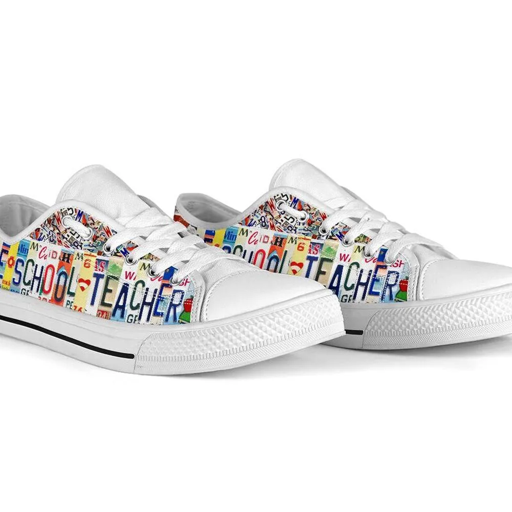 Middle School Live Love License Plates Low Top Shoes, Teacher Shoes, Low Top Sneakers