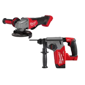 Milwaukee 2912-20 M18 FUEL 18V 1" SDS Plus Rotary Hammer w/ 4-1/2" / 5" Grinder