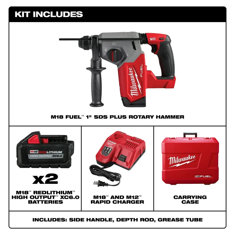 Milwaukee 2912-22 M18 FUEL 18V 1" SDS Plus Brushless Rotary Hammer Kit