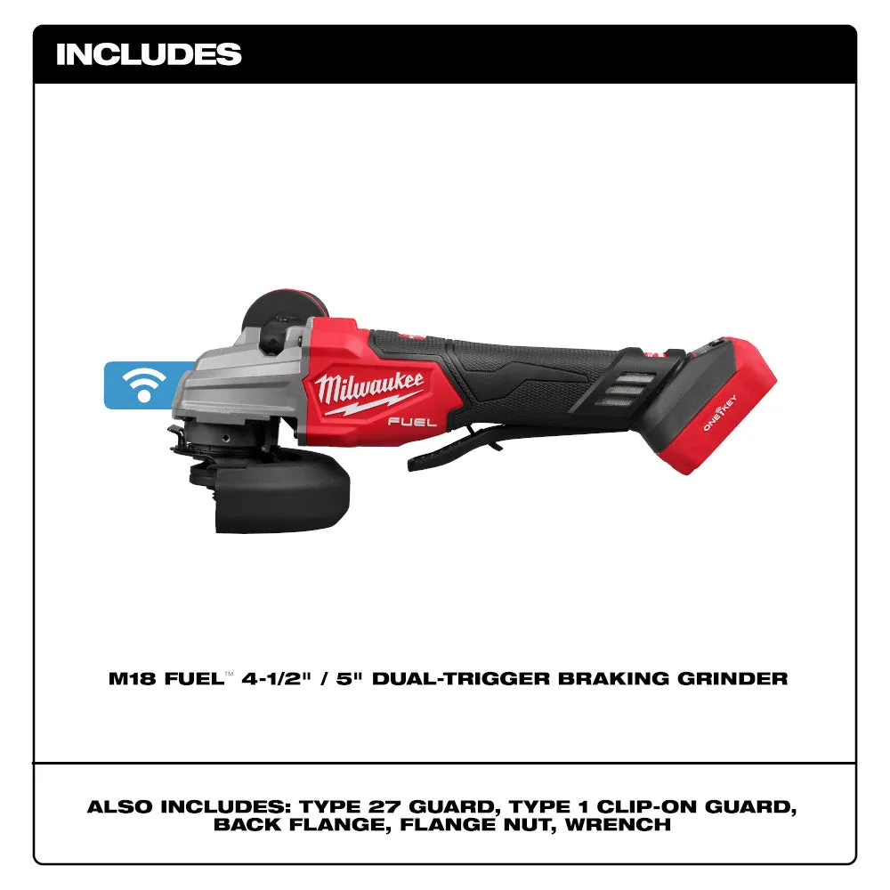 Milwaukee 2986-20 M18 FUEL 18V 4-1/2" / 5" Dual-Trigger Braking Grinder