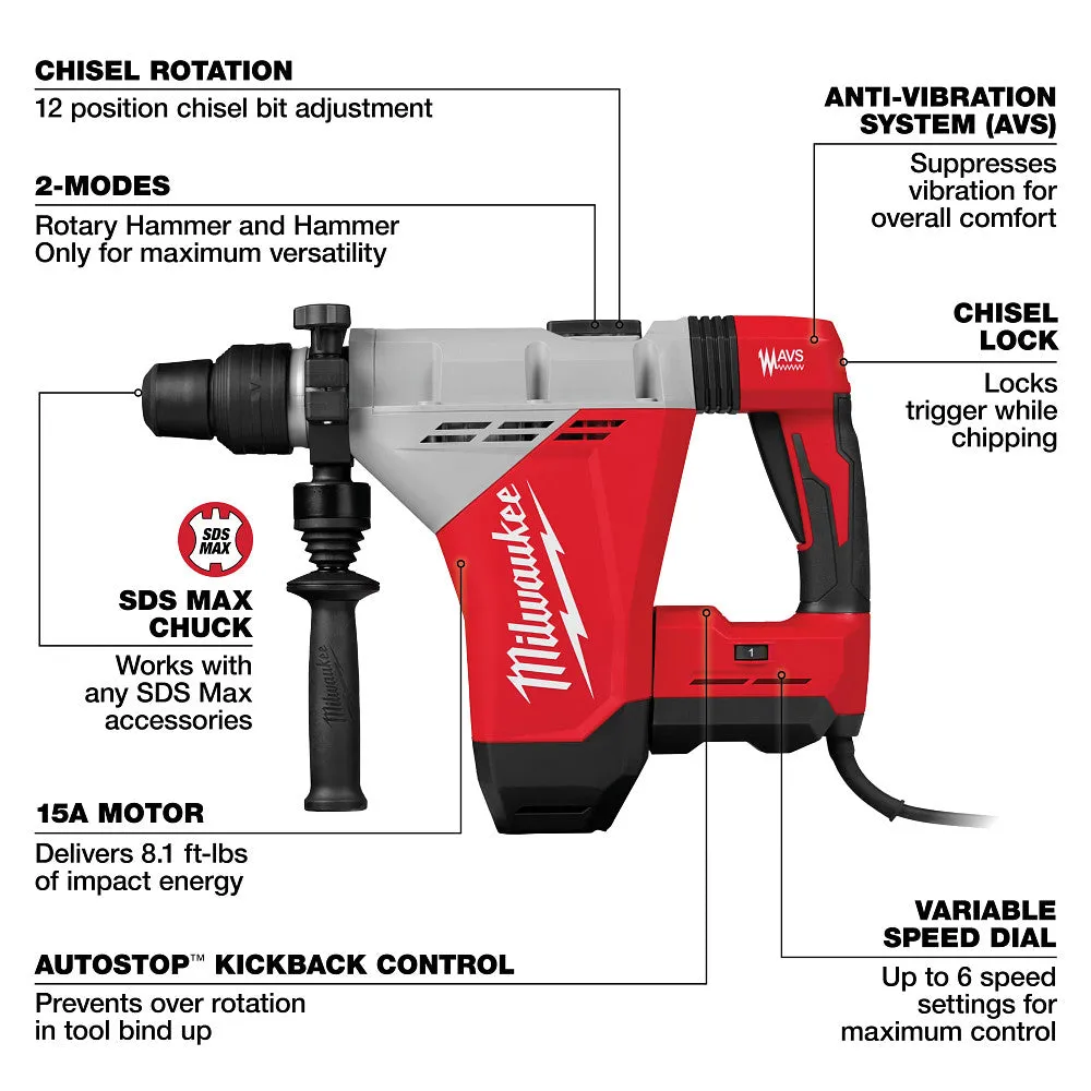 Milwaukee 5518-21 1-3/4" SDS MAX Corded Rotary Hammer Kit