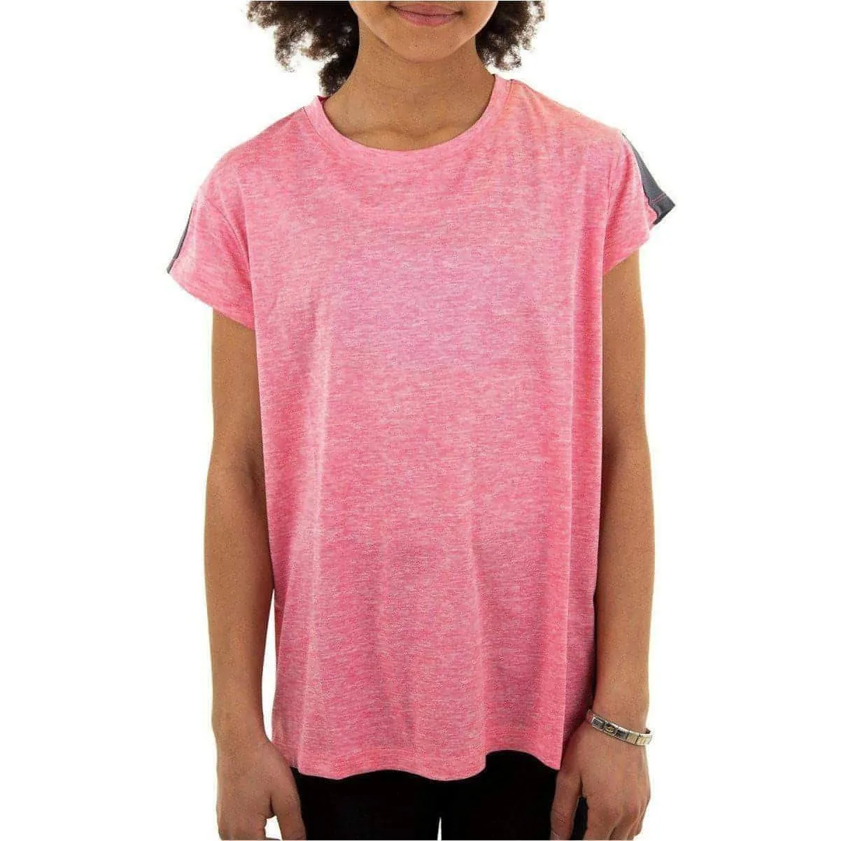 More Mile Girls Cap Short Sleeve Training Top - Pink