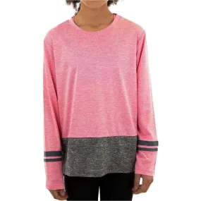 More Mile Marl Girls Long Sleeve Running Top - Pink