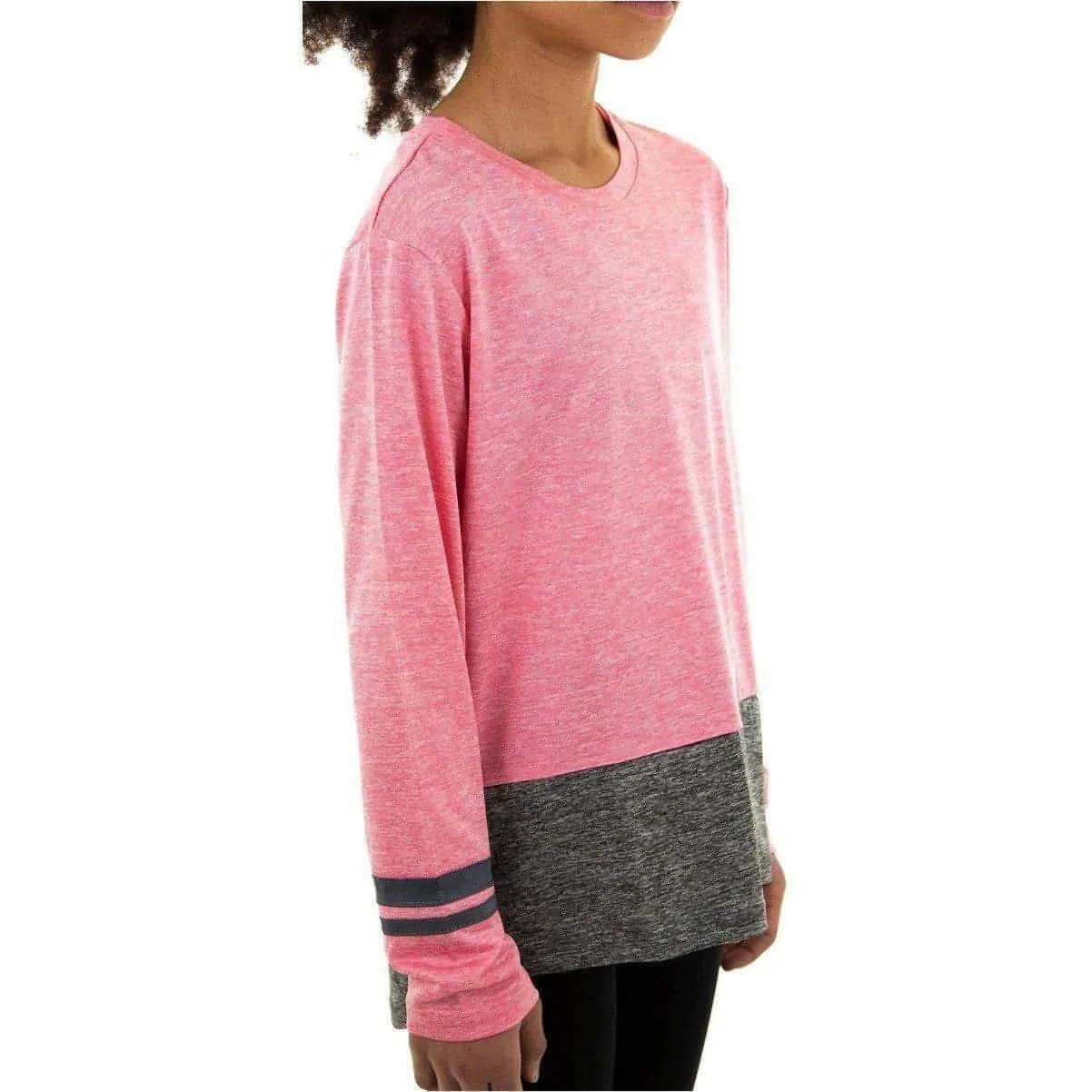 More Mile Marl Girls Long Sleeve Running Top - Pink