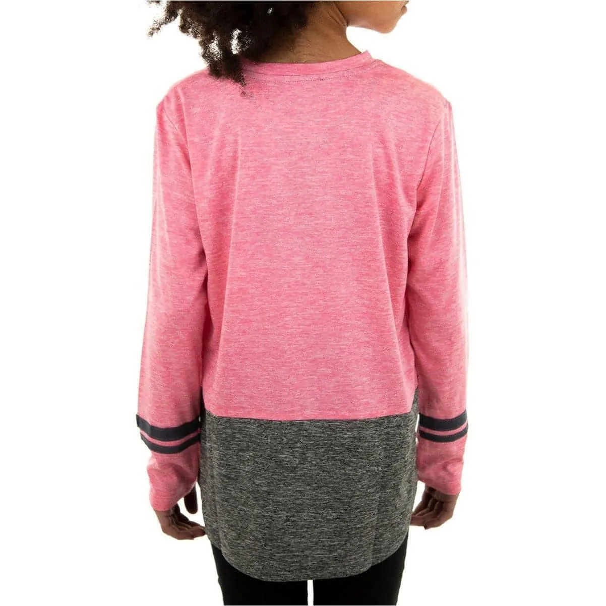 More Mile Marl Girls Long Sleeve Running Top - Pink