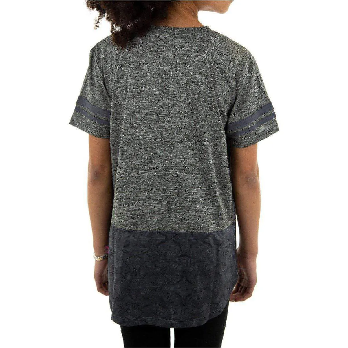 More Mile Marl Girls Short Sleeve Training Top - Grey