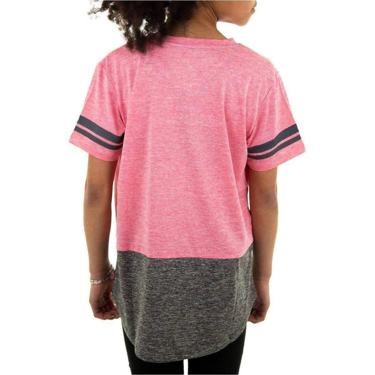 More Mile Marl Girls Short Sleeve Training Top - Pink