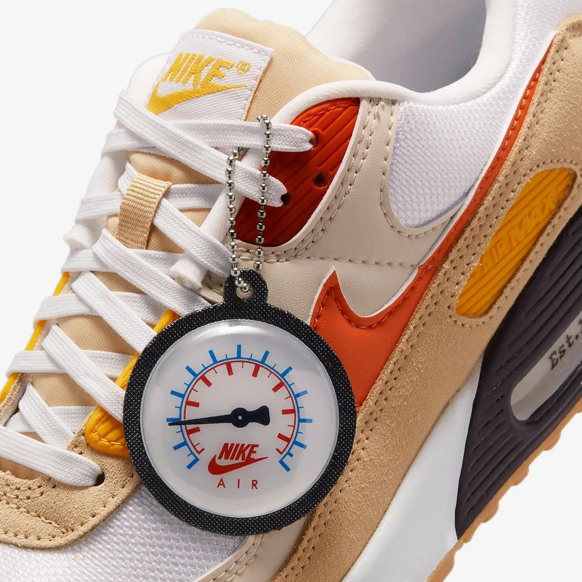 Nike | AIR MAX 90 SE  { SUMMIT WHITE/SAFETY ORANGE-SESAME