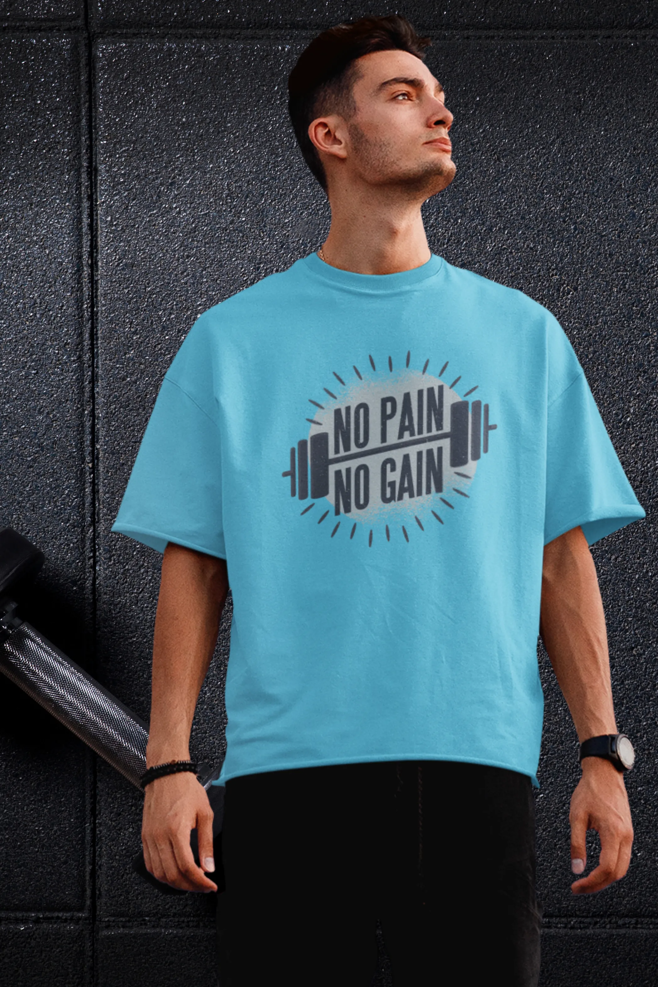 No Pain No Gain Printed Oversized T-shirt for Men