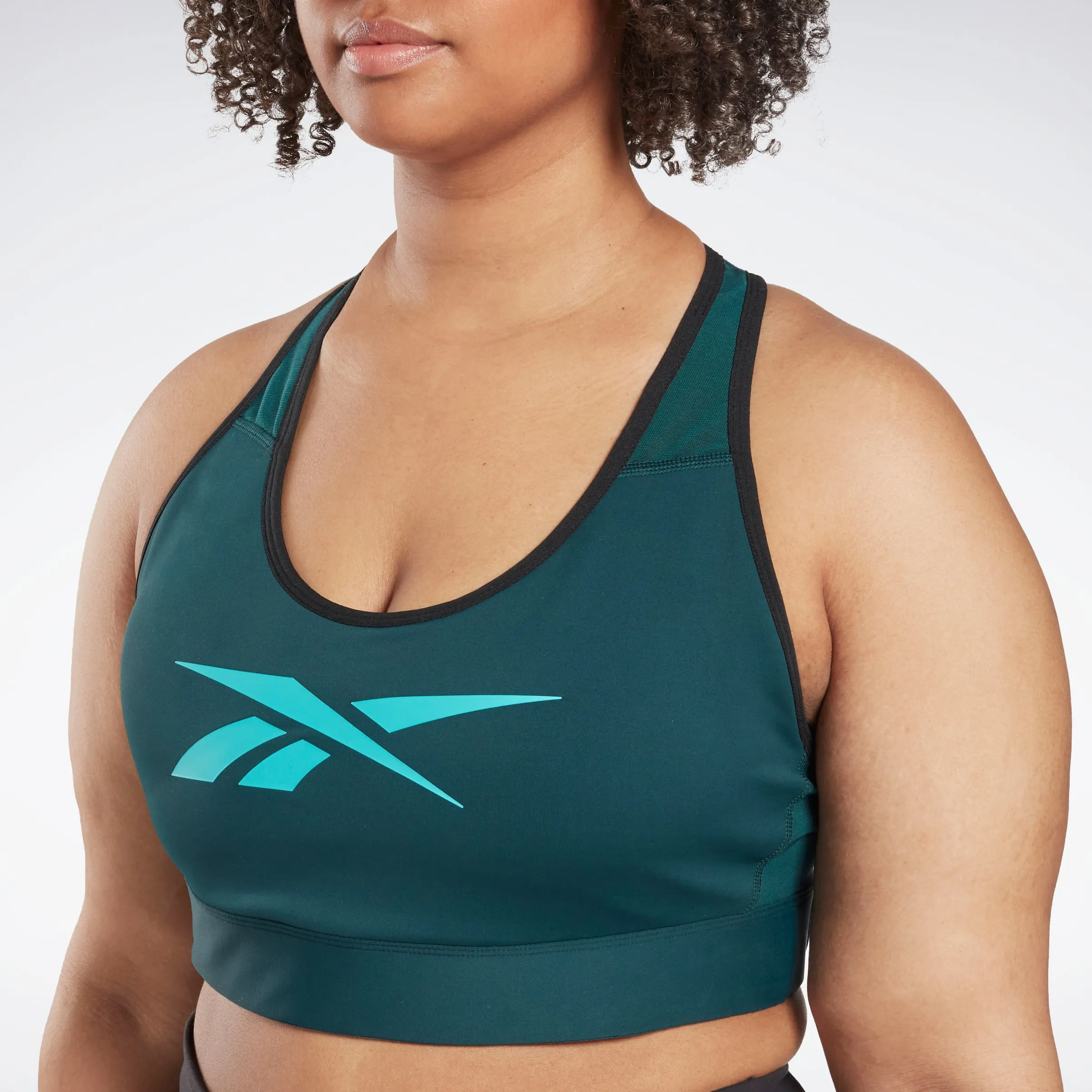 Reebok Apparel Women Reebok Lux Vector Racer Sports Bra (Plus Size) Forest Green