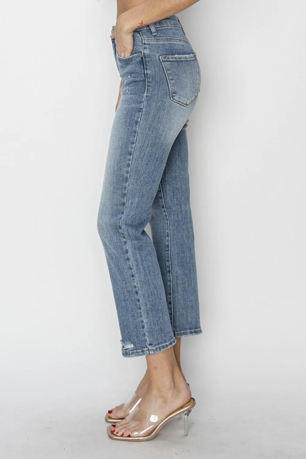 RISEN Fineas High Waist Distressed Cropped Jeans