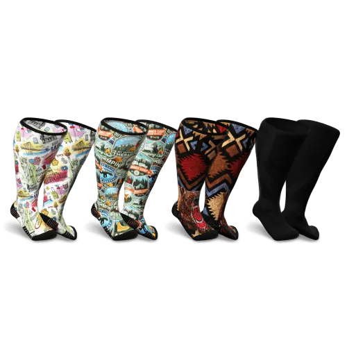 Road Trip Diabetic Compression Socks 4-Pack