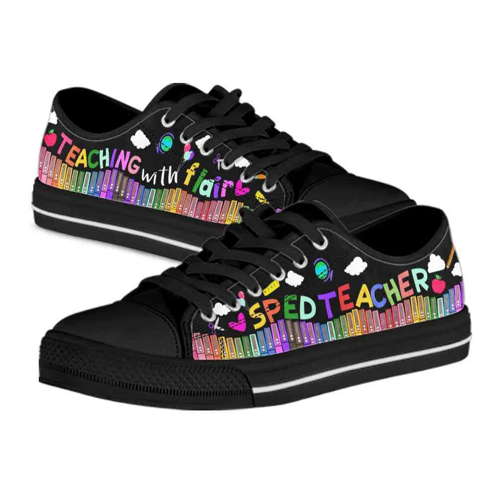 School Sped Teacher Teaching With Flair Low Top Shoes, Teacher Shoes, Low Top Sneakers