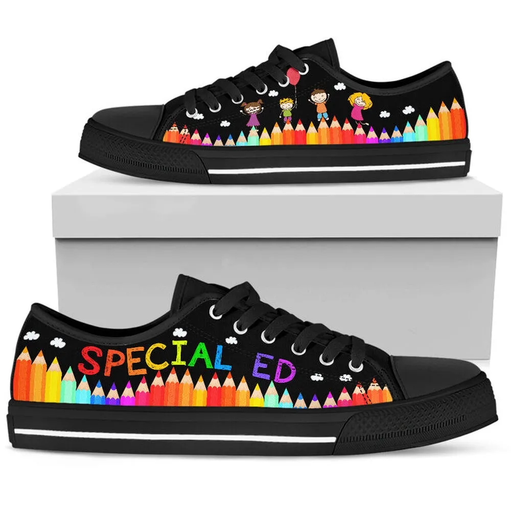 Special Ed Abc Black Low Top Shoes, Teacher Shoes, Low Top Sneakers