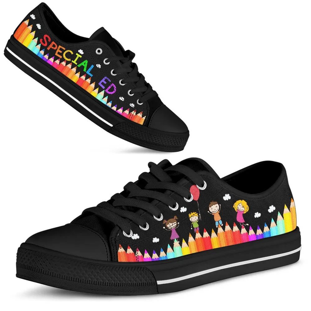 Special Ed Abc Black Low Top Shoes, Teacher Shoes, Low Top Sneakers